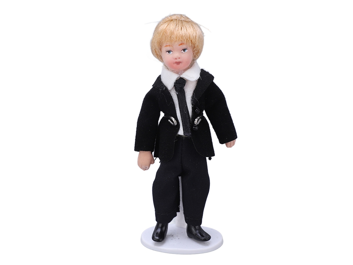 Ats-muñeco Niño Miniatura Escala 1:12 De Cerámica Y Tela Con Articulaciones Móviles Juguete Para Casa De Muñecas Mayores De 3 Años