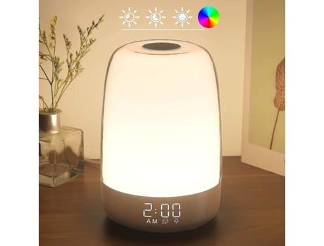 Luz de noche de despegue táctil con despertador de simulación de amanecer, 3 maneras de lámpara de noche blanca tibia, regalable