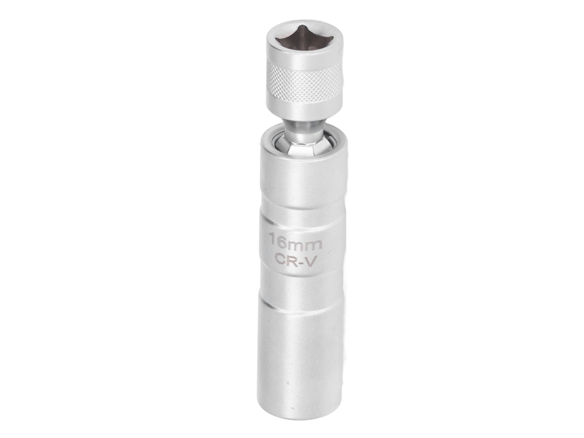 Llave de bujías magnética de 3/8" universal de pared delgada, 12 puntos, 16 mm, herramienta de instalación y extracción