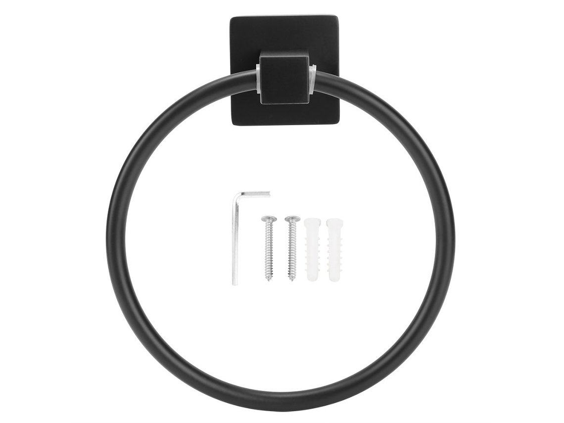 Toallero de pared sencillo y duradero para baño, color negro