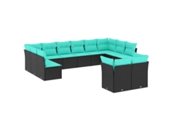 Maison Exclusive - Conjunto De Sofá De Jardín De 12 Piezas Con Cojines, De Poliratán Negro