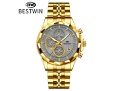 Reloj De Pulsera Personalizado De Seis Agujas Para Hombre (caja Dorada, Color Gris)