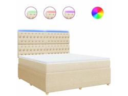Maison Exclusive - Cama Box Spring Con Colchón Tela Color Crema 180x200 Cm