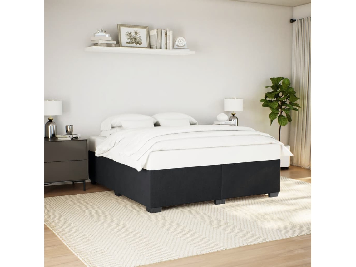 Estructura Cama Sin Colchón Terciopelo Negro 200x200 Cm