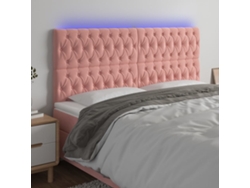 Cabecero Con Luces Led Terciopelo Rosa 200x7x118/128 Cm