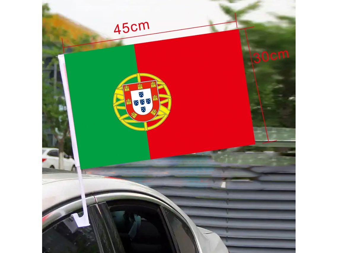 Bandera Portugal Para Coche Con Soporte De Ventosa En Ventana 45x30cm Resistente Al Viento Para Aficionados