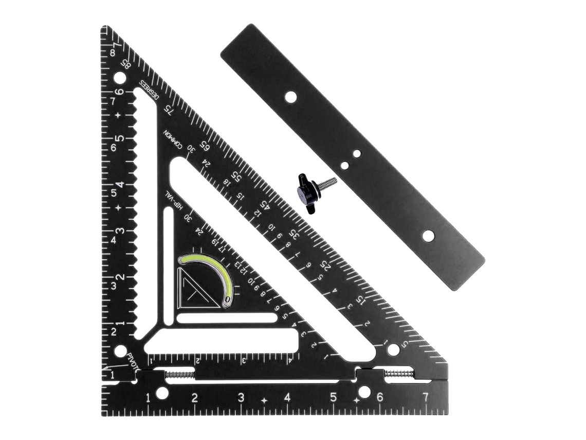 Escuadra Para Vigas, Herramienta Para Trabajar La Madera, Regla Triangular, Transportador, Aluminio Negro.