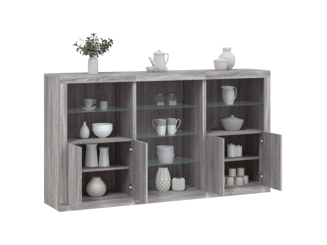 Aparador Con Luces Led Gris Sonoma 181,5x37x100 Cm