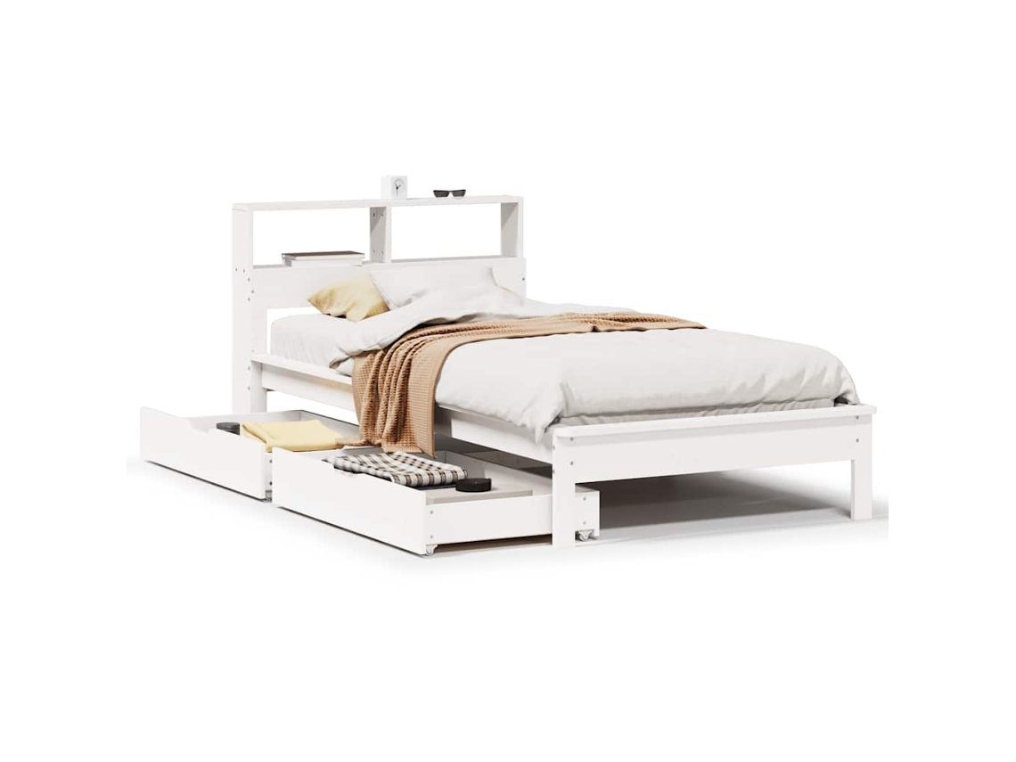 Maison Exclusive - Cama Con Estantería Sin Colchón Madera Maciza Blanca 100x200 Cm