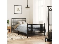 Estructura Cama Sin Colchón Con Estribo Metal Negro 100x200 Cm