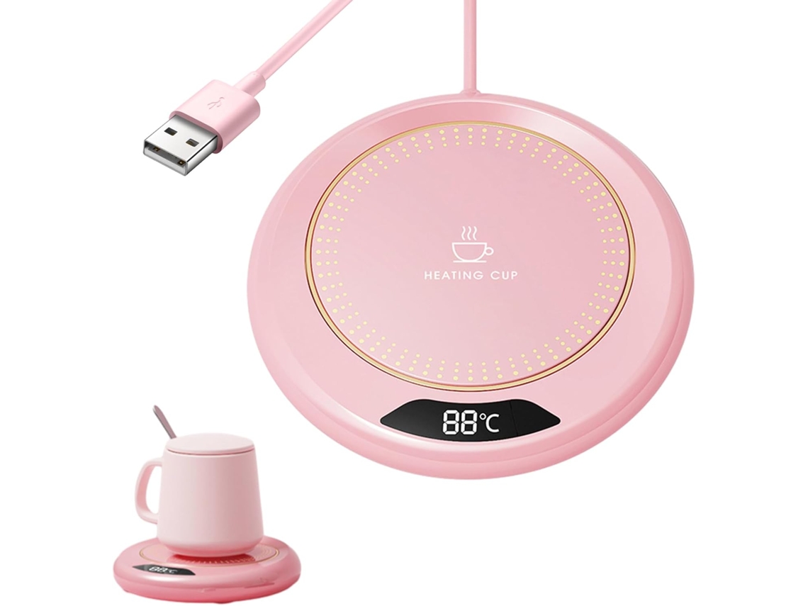 Calentador De Tazas De 20 W Con 3 Temperaturas, Para Bebidas, Comida Y Velas, Color Rosa.