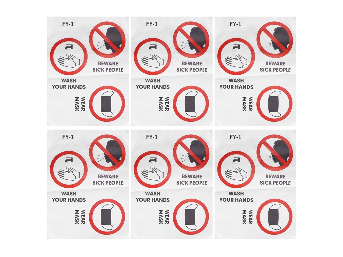 2026-6pcs Adhesivos De Pared De Advertencia En Inglés Para Hospital Empresa Escuela Recordatorio De Seguridad