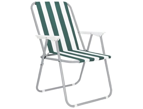Silla de Playa Plegable con Reposabrazos de Acero y Lona 75 x 53 x 43 cm Verde TIENDA EURASIA