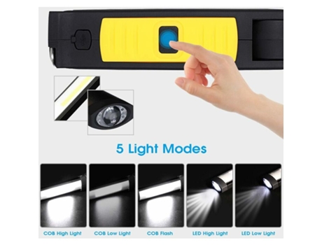 Luz de trabajo LED, linterna, linterna de camping COB, lámpara de inspección USB con base magnética y 5 modos, luz de trabajo súper brillante para ...