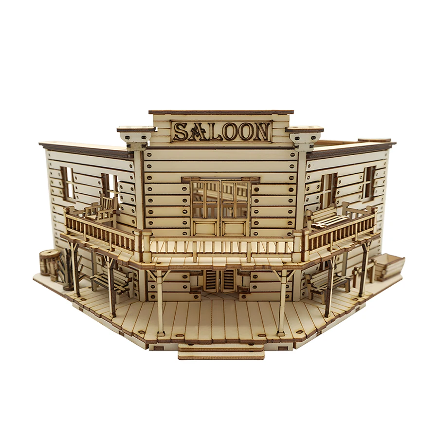 Bar Western Wilderness, Rompecabezas De Madera 3d, Kit De Modelo Navideño De Madera