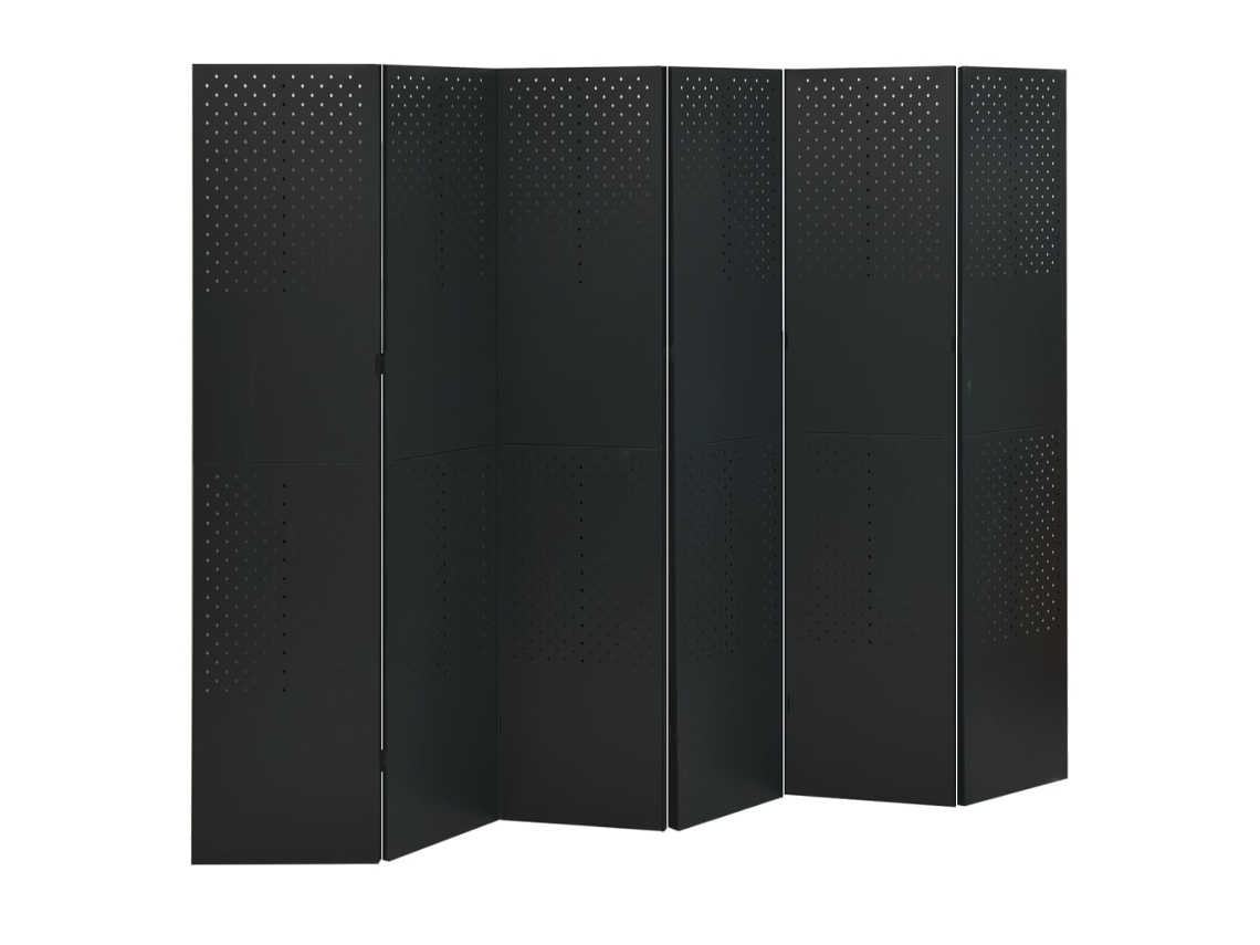 vidaXL Biombo divisor de 6 paneles acero negro 240x180 cm