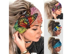 Diadema Ancha Bohemia Con Detalle De Mariposa, Elástica, Para Yoga, Correr, Deportes, Accesorio Para El Cabello, 1 Unidad.
