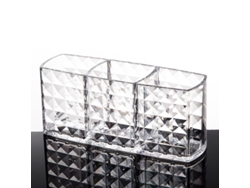 2026-organizador De Brochas De Maquillaje Con 3 Compartimentos Patrón Diamante Contenedor Transparente De Acrílico