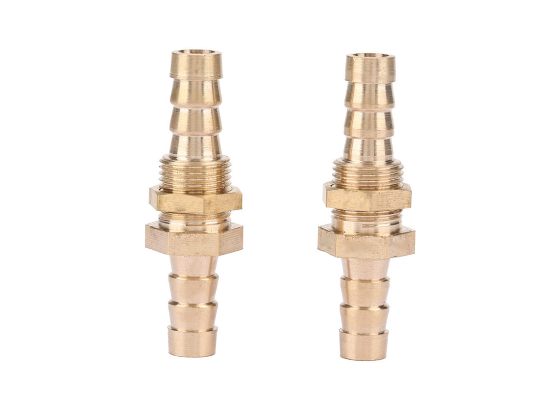 2 Piezas Conector De Tubería De Latón Bulkhead Con Manguera Barbón Adaptador (10mm)