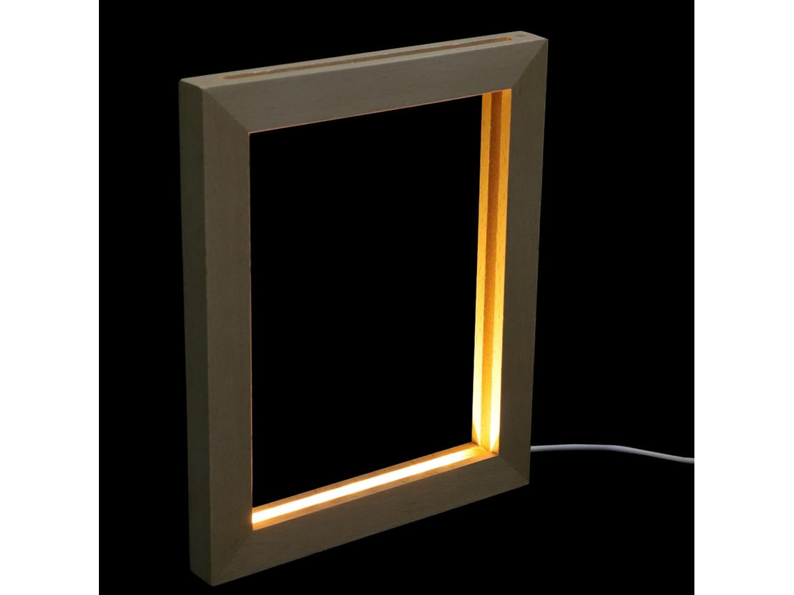 Marco Fotos Madera Iluminación Led Nocturna Integrada Portafotos Habitaciones Niños Niñas Regalo Simbólico Luz