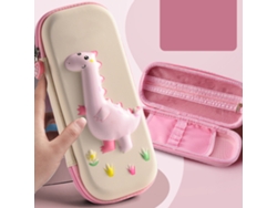 Estuche De Lápices Cartoons Eva 2 Capas Estuche Escolar Grande Capacidad Niños Niñas Dinosaurio Pequeño Albaricoque