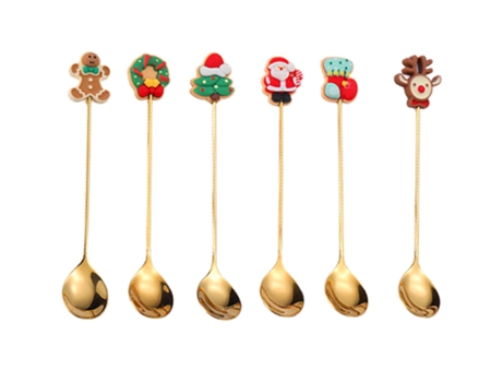 Juego De Cubiertos Navideños - Cucharas Doradas Con Colgante De Diseño JEIIBRZUI