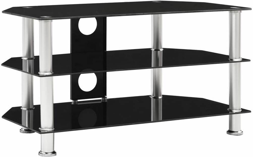 Mueble Para El televisor vidaxl de vidrio templado negro 75x40x40cm tv 249539 75 40