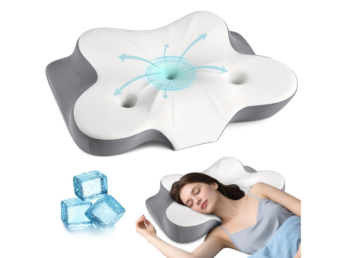 Almohada Cervical Ergonómica De Espuma Viscoelástica Con Zona De Alivio Para Las Orejas