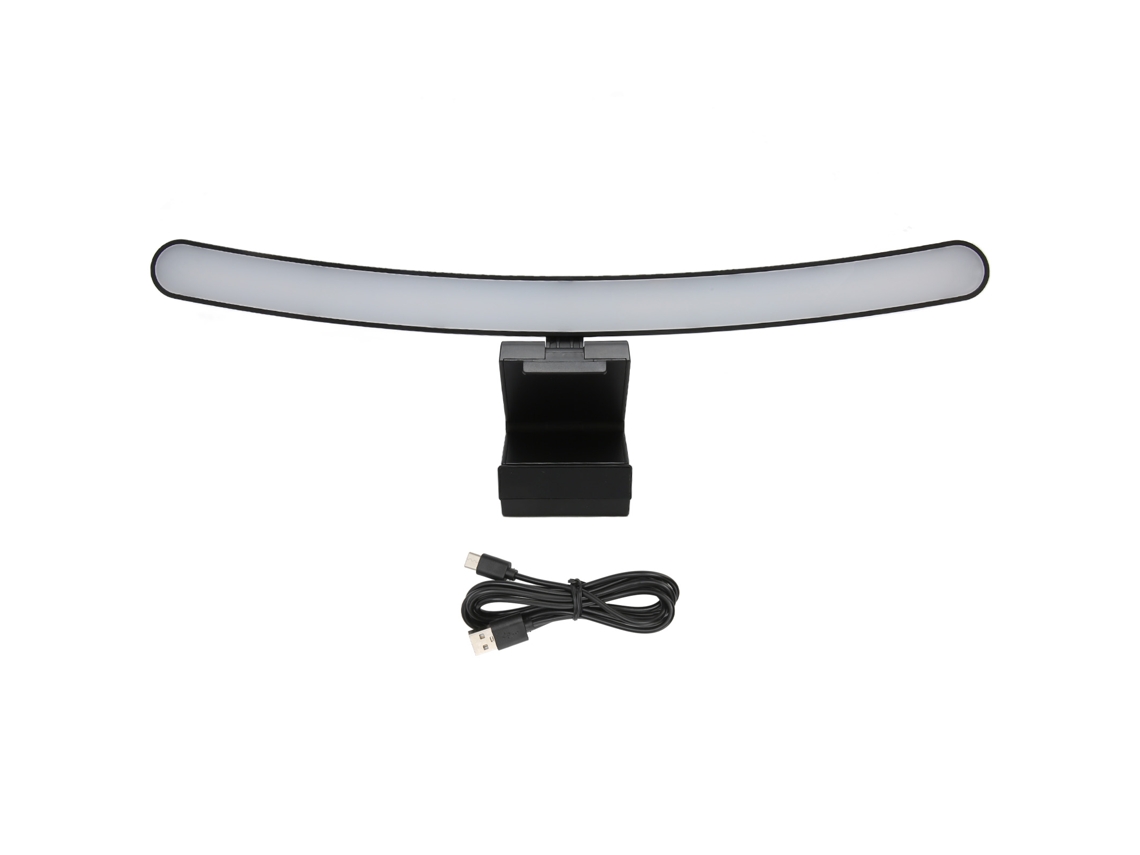 Luz De Monitor Curvo Com Regulagem Infinita 3 Temperaturas De Cor Controle Táctil Usb-c Para Escritório