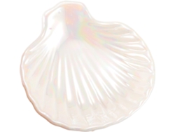 Plato Cerámica Blanca Forma Concha Marina Joyería Elegante Bandeja Decorativa Organizar Anillos Cosméticos