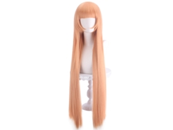 Peluca de anime naranja intenso, cabello largo de mujer