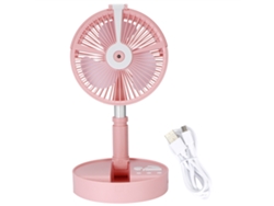 Ventilador portátil plegable USB con humidificador y luz nocturna.