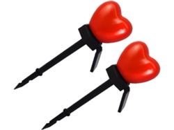Juego De 2 Focos Solares De Exterior Con Forma De Corazón, Luz Solar Roja, Material Abs Y Pp.