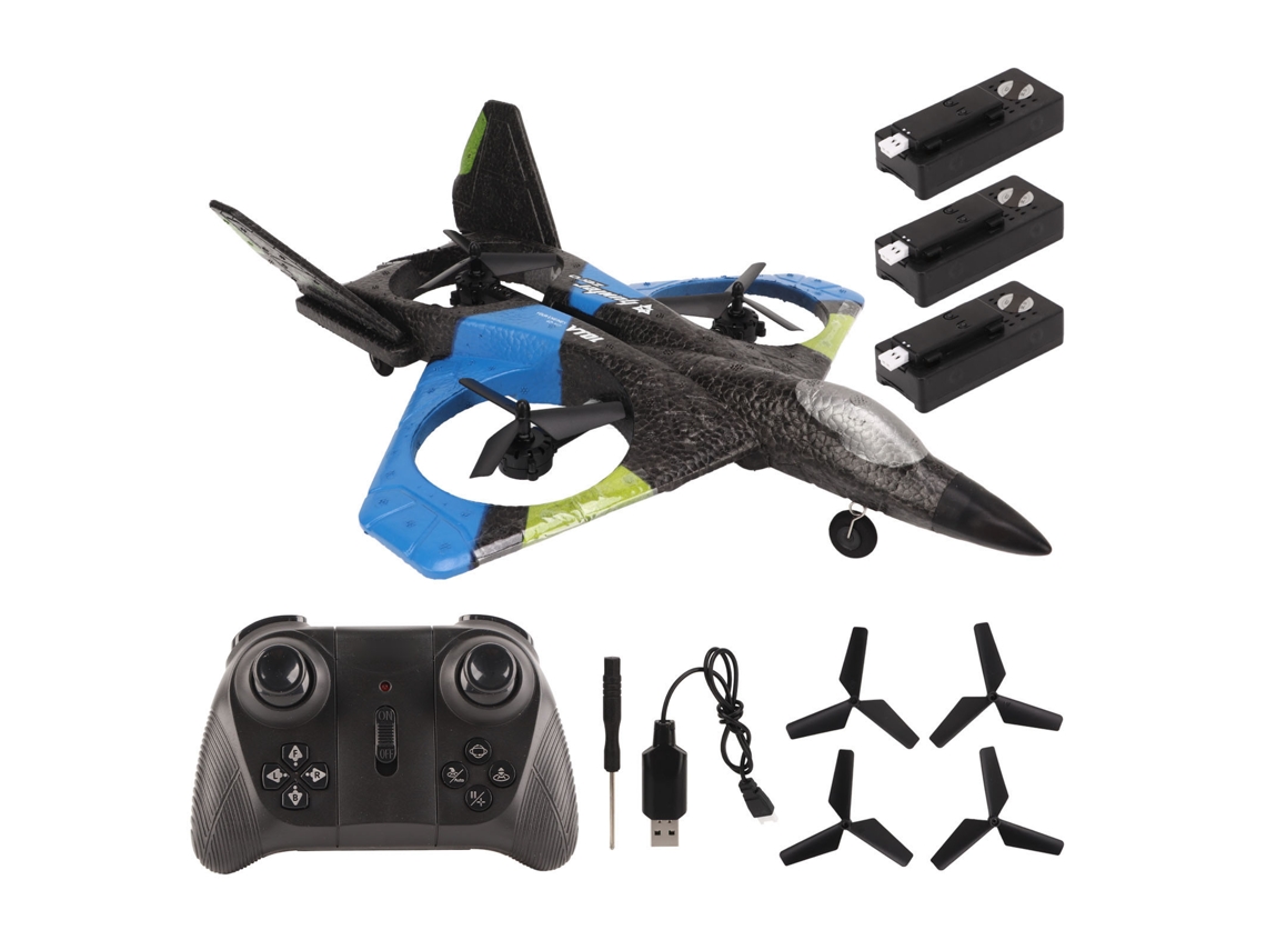 Avión Teledirigido Con Luz Led, 2.4 Ghz, Súper Planeador Para Niños Y Niñas, Regalo De Cumpleaños, Azul, Tres Pilas.