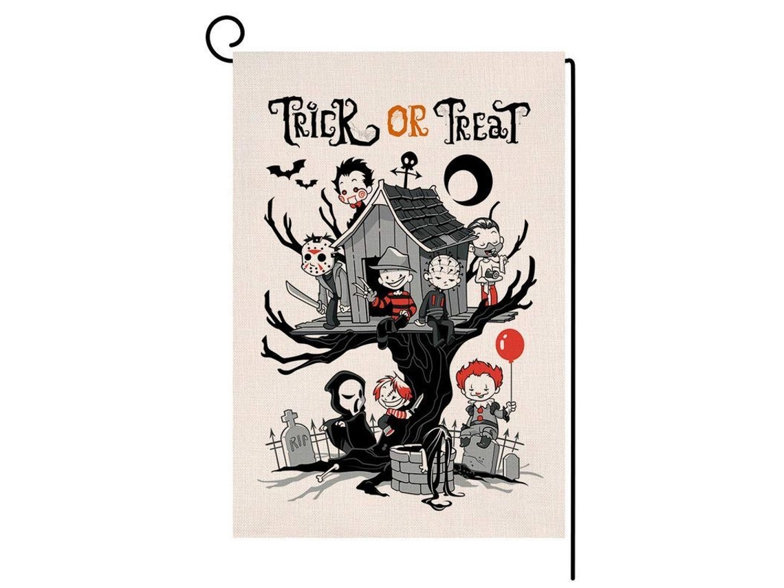 2026-bandera De Jardín Halloween Trick Or Treat Doble Cara De Jute Para Decoración Exterior De Patio Y Jardín