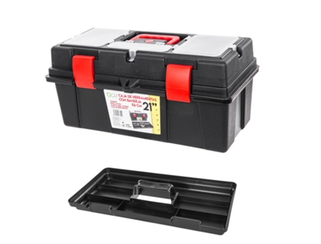 Caja De Herramientas Vacía, Con Doble Hebilla De Cierre, 21 Pulgadas (52X26X25 Cm). Con 5 Espacios De Organización Y Bandeja Superior Extraíble COO...
