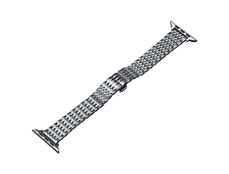 Correa de reloj inteligente para Apple Watch de 38 mm de acero inoxidable con patrón de dragón delgado (plateado)