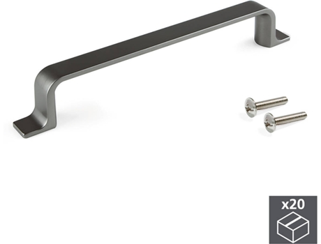 EMUCA Lote De 20 Tiradores Para Muebles Kobe- L164Mm- Distancia Entre Orificios 128Mm- Zamak- Titanio