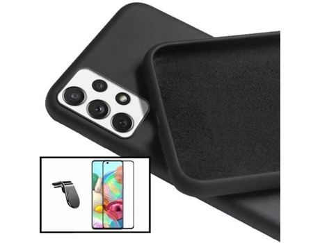Carcasa + Protector + Soporte Magnético L Safe Driving Samsung Galaxy A72 PHONECARE Silicona Liquida Negro