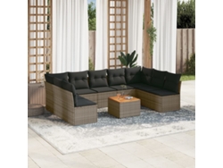 Conjunto de sofás de jardín de 10 piezas DKD Home Decor con cojines de mimbre gris