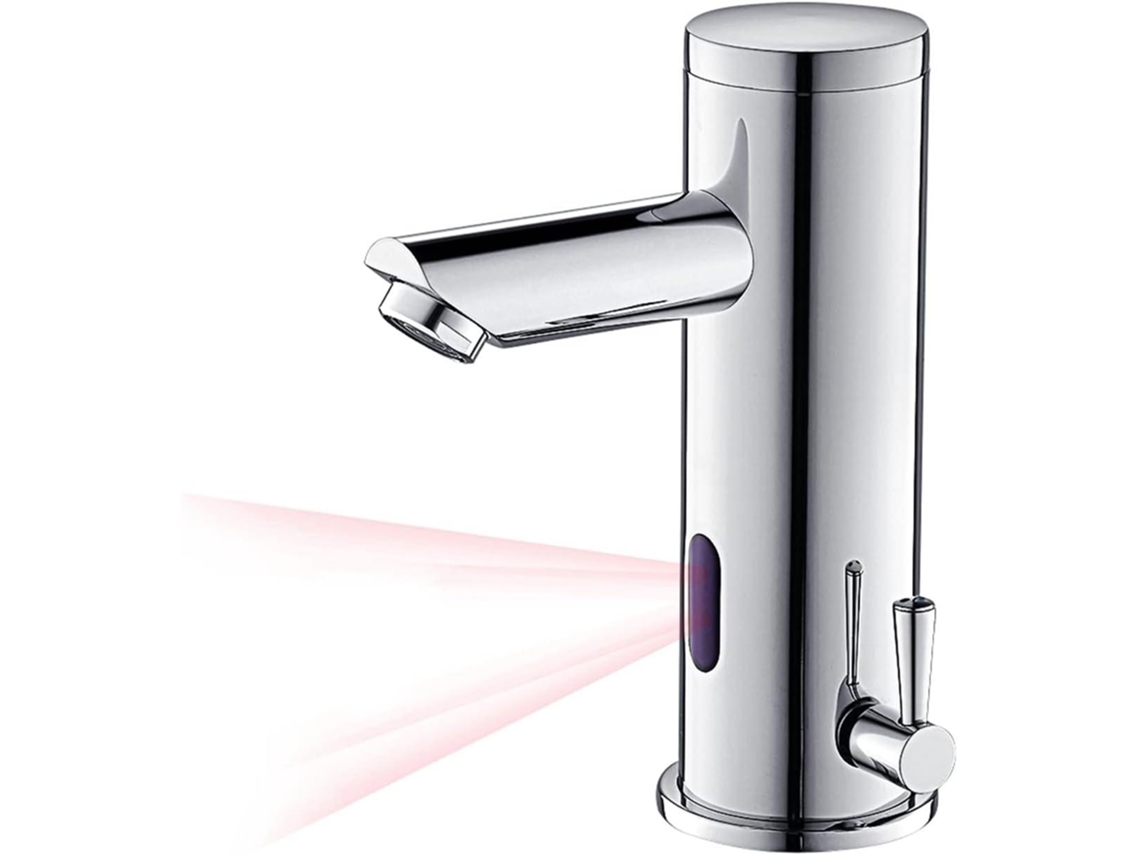 Grifo De Baño Con Sensor Infrarrojo Sin Contacto, Elegante Grifo Monomando Cromado Para Agua Fría Y Caliente.