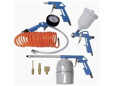 Conjunto de 8 acessórios de ar comprimido SCHEPPACH (pistola de pintura, pistola pneumática, pistola de sopro e mangueira de 5m)