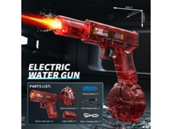 Pistola de agua eléctrica de juguete para niños con simulación de lanzamiento y retroceso, con luz y sensor automático. Mdug (roja)