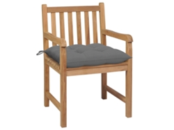 Pack 2 Uds Sillas De Jardín | Silla De Exterior | Sillon Jardín Madera Maciza De Teca Con Cojines Grises Wsd70222