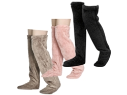 Juego de 3 pares de calcetines hasta la rodilla, cálidos y altos para el invierno, calentadores de piernas suaves y acogedores (negro, marrón claro, rosa) Cuich