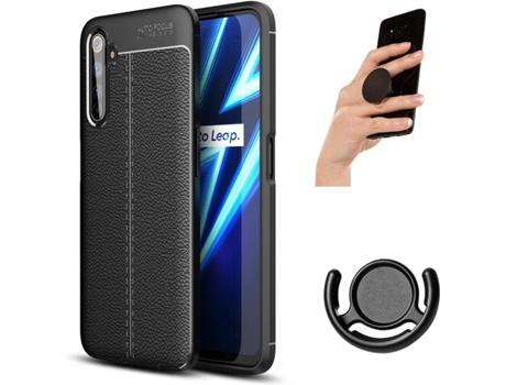 Carcasa, Soporte y Popsocket Realme 6 PRO Rugged Leather Negro