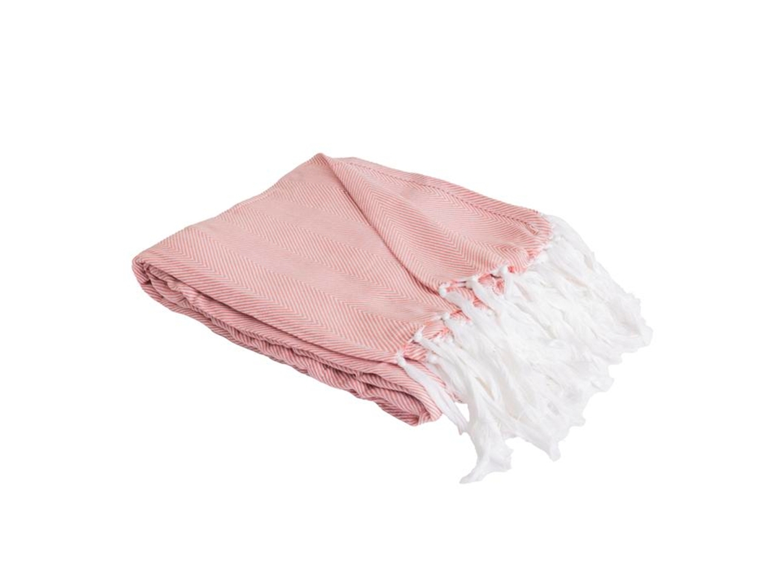 Manta Plaid 100% Algodón Rosa Con Flecos 180x220cm Zigora