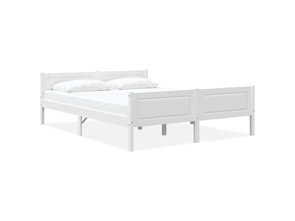 Estructura De Cama Sin Colchón Madera De Pino Blanco 140x200 Cm