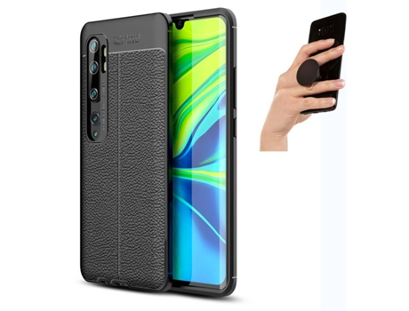 Carcasa y Popsocket Xiaomi Mi Note 10 Rugged Leather Negro