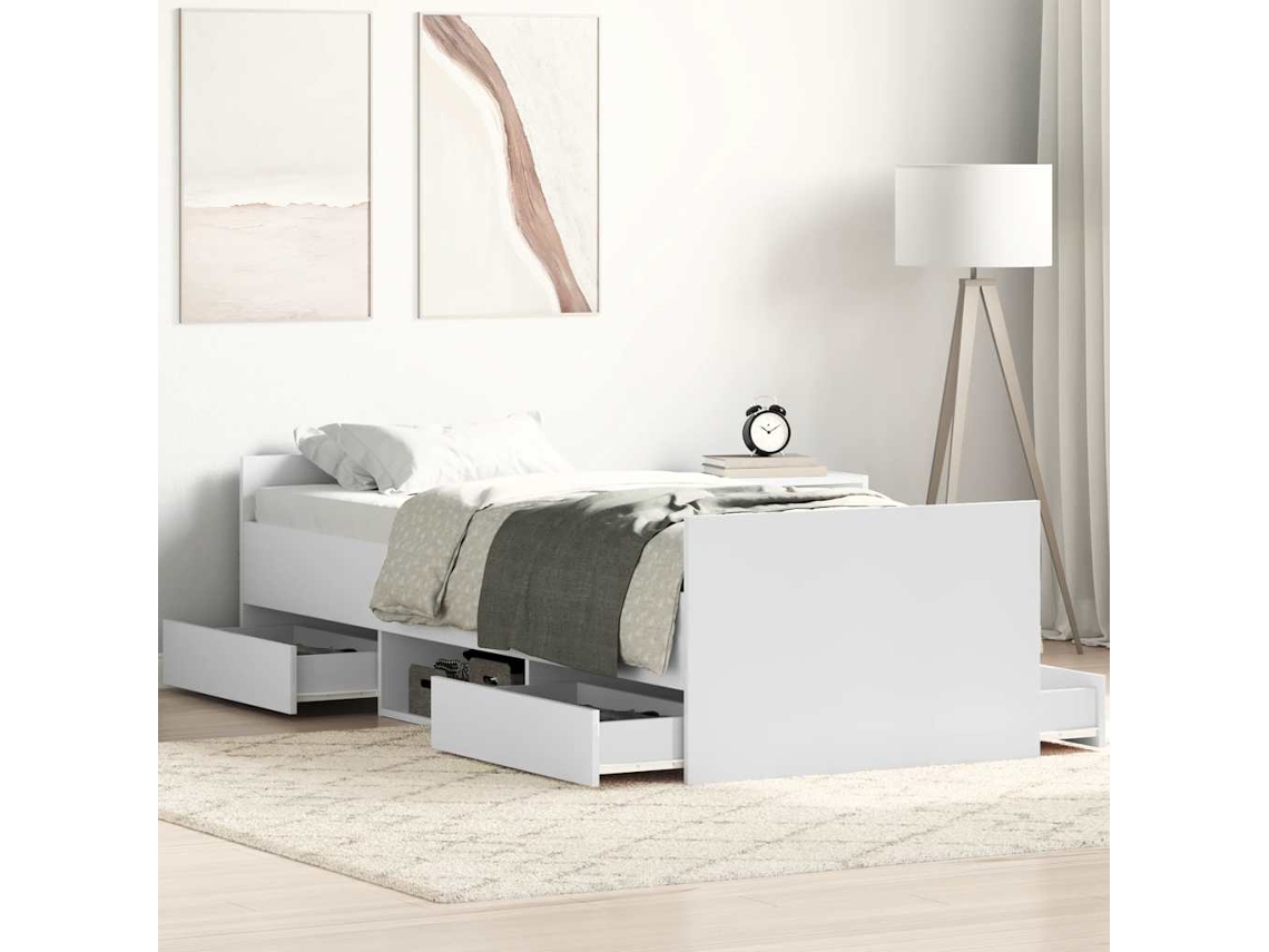 Estructura De Cama Con Cabecero Piecero Blanca 100x200 Cm